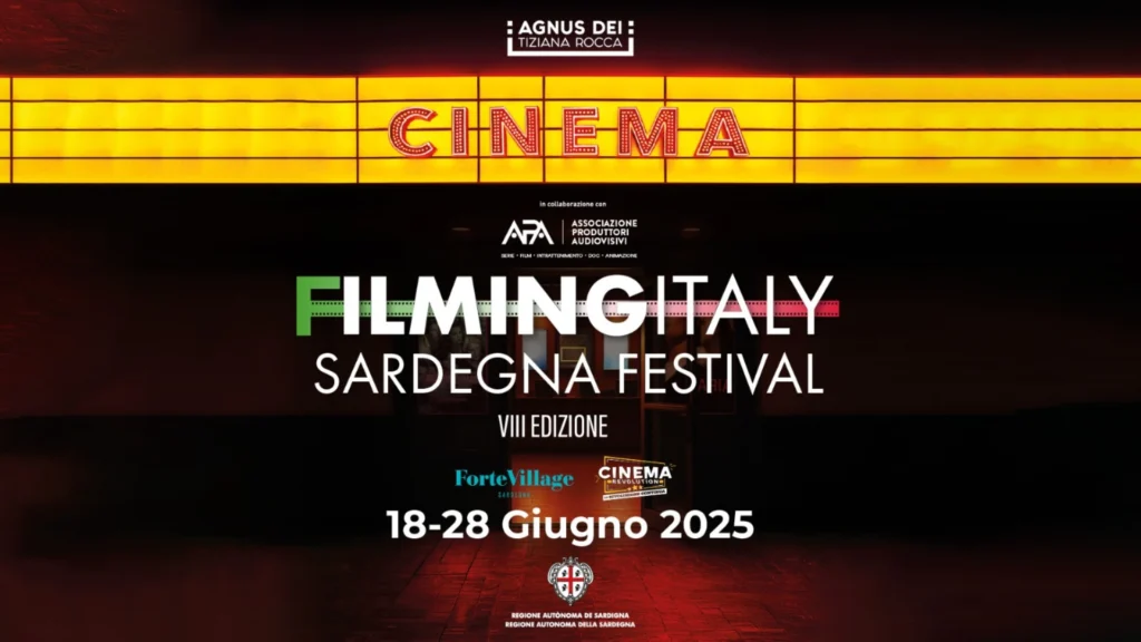 Locandina ufficiale del Filming Italy Sardegna Festival 2025 con date 19-22 giugno tra Cagliari e Forte Village.