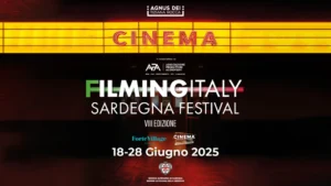 Locandina ufficiale del Filming Italy Sardegna Festival 2025 con date 19-22 giugno tra Cagliari e Forte Village.