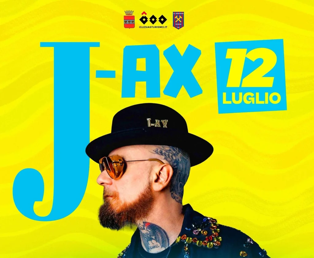 Locandina ufficiale del concerto di J-AX a Iglesias 2025