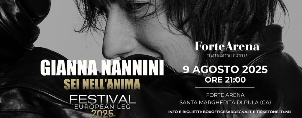 Gianna Nannini in concerto in Sardegna alla Forte Arena di Santa Margherita di Pula, agosto 2025
