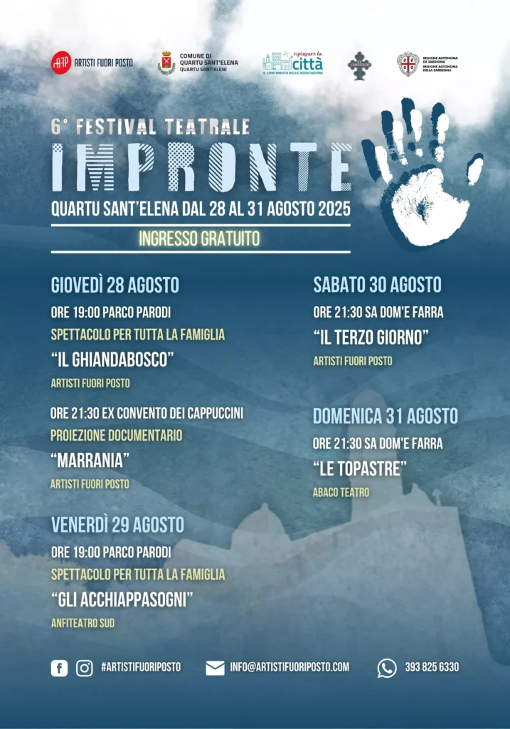 “Impronte 2025” 6ª edizione del festival teatrale a Quartu Sant'Elena