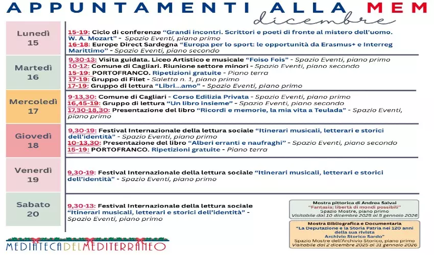Appuntamenti alla MEM della prossima settimana