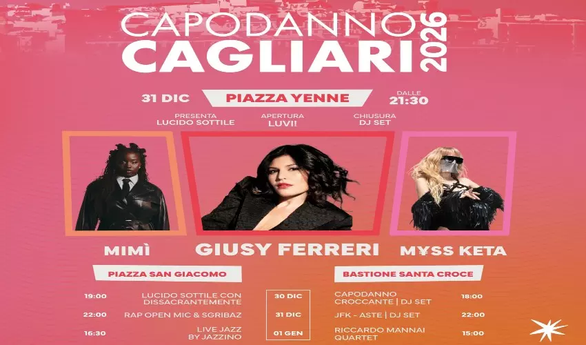 Capodanno Cagliari 2026 Tre piazze per tre giorni di festa
